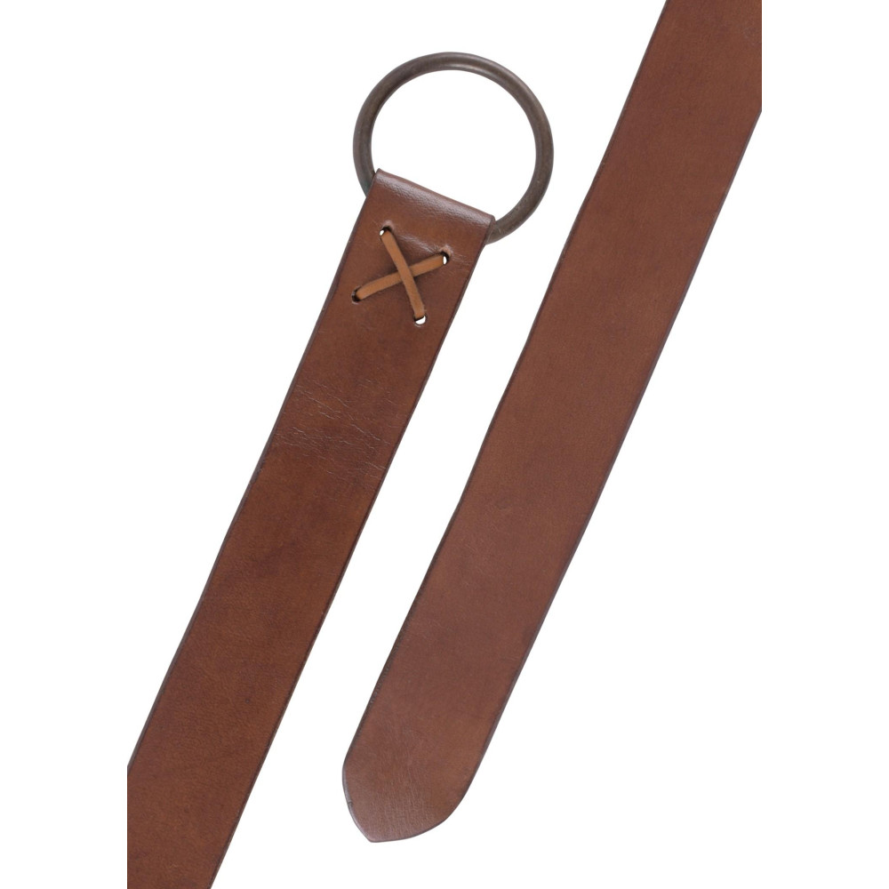 Cinturón de cuero marrón medieval con anillo de latón, 190 cm  - 2