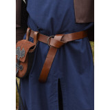 Cinto de couro castanho medieval com anel de latão, 150 cm  - 4