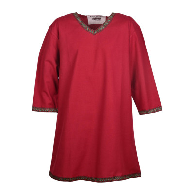 Túnica vikinga de algodón, rojo oscuro  - 2
