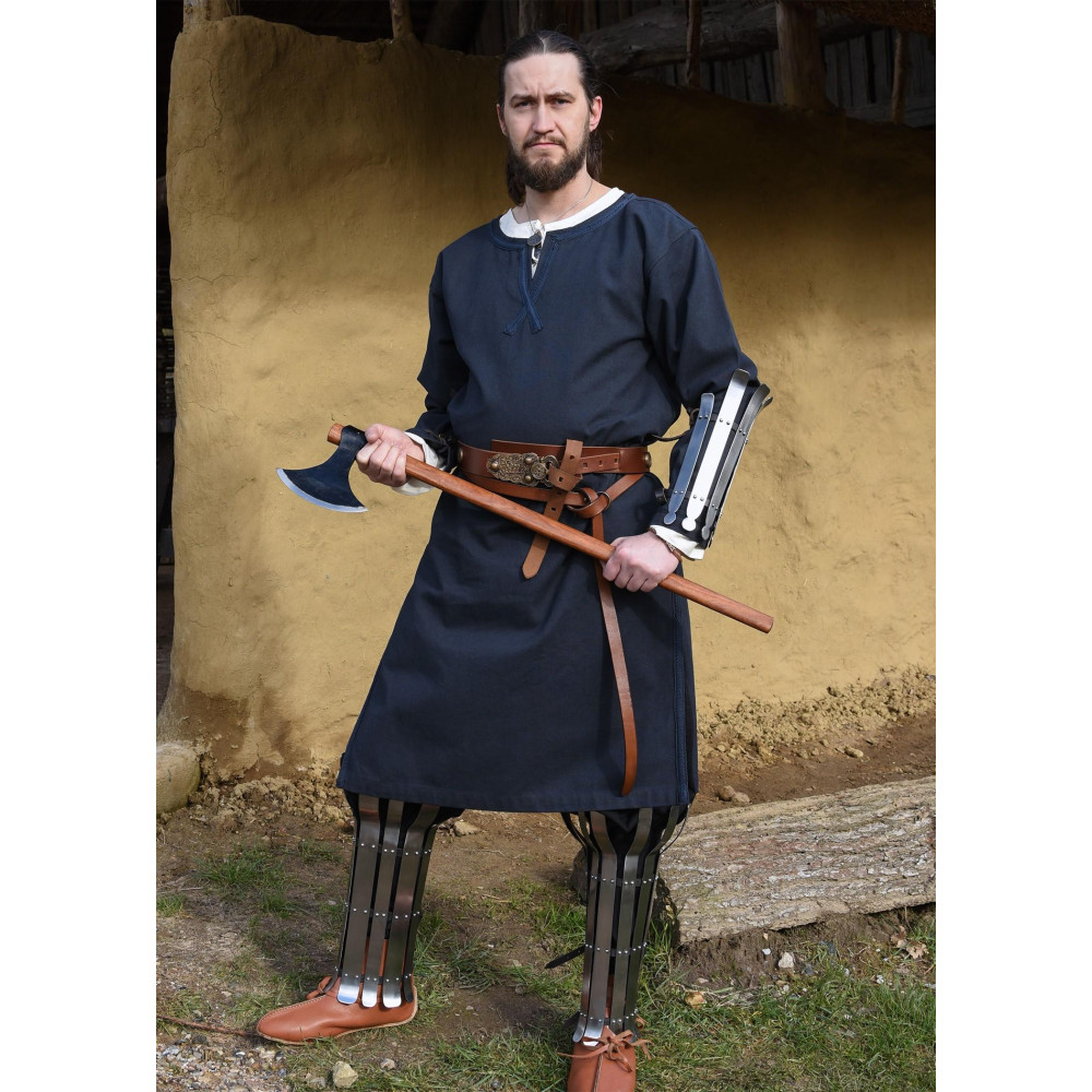 Tunica treccia medievale Ailrik, maniche corte, nero  - 1