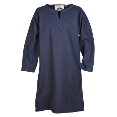 Túnica trançada medieval Albrecht, de mangas compridas, azul escuro  - 2