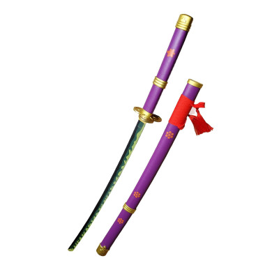 Katana One Piece Zoro Enma com acabamento em couro lilás  - 1