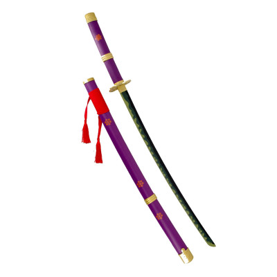 Katana One Piece Zoro Enma com acabamento em couro lilás  - 2