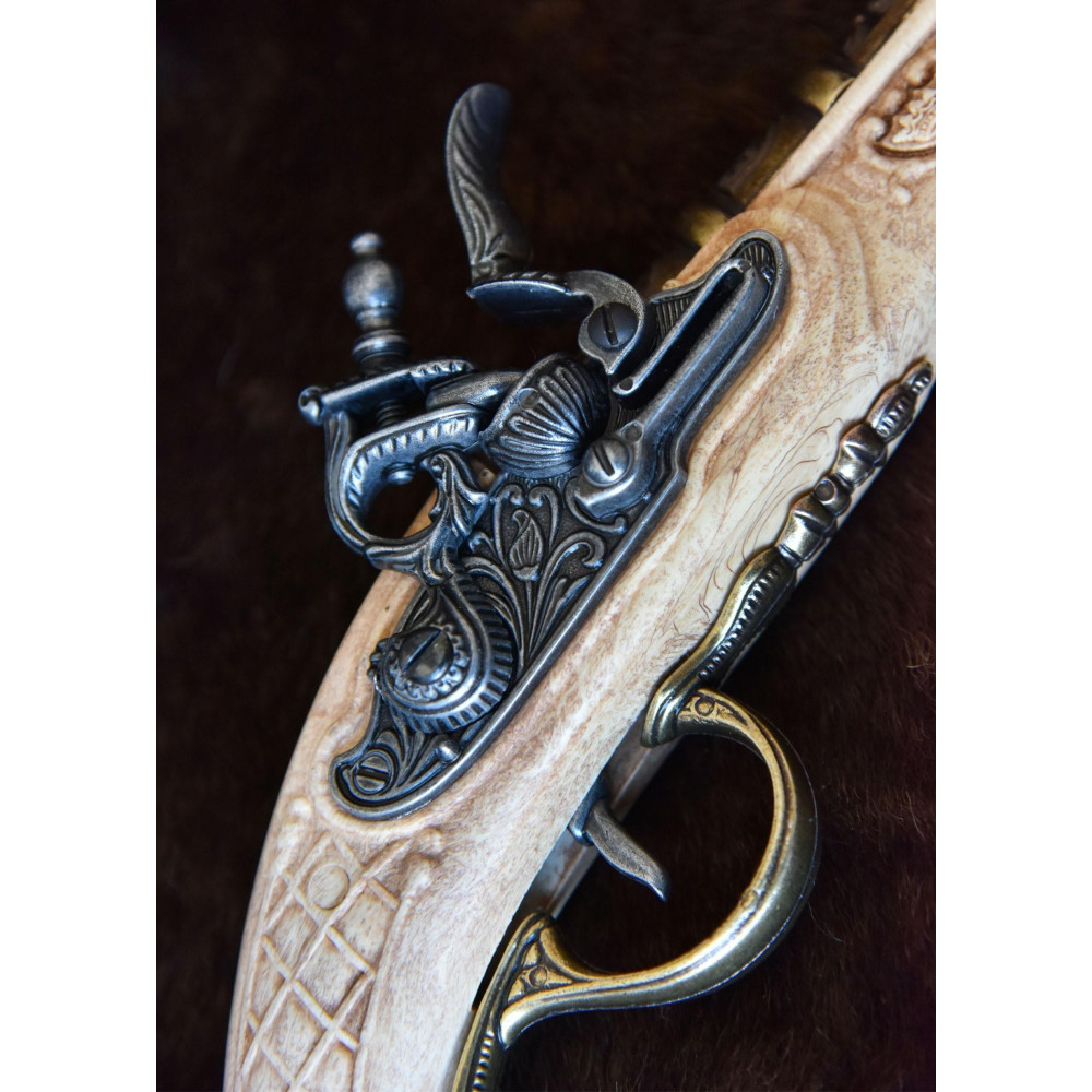 Pistolet Flintlock, Espingole, 18ème siècle, Couleur ivoire, Réplique  - 3