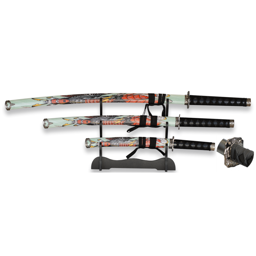 Set Composto por Katana,Wakizashi e Tanto com Suporte, modelo3  - 1