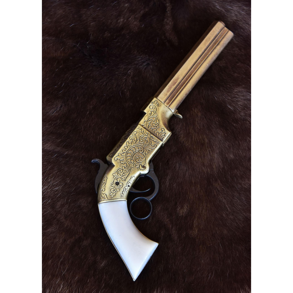 Pistola vulcanica del 1854, ottone e falsa madreperla, replica  - 1