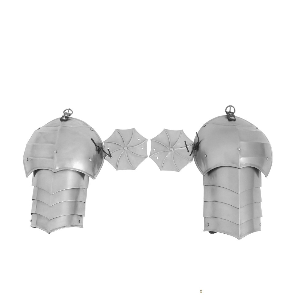 Spallacci da guerriero medievale, acciaio morbido di calibro 16  - 3