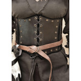 Corpiño underbust de cuero con capa inferior de ante negro  - 2