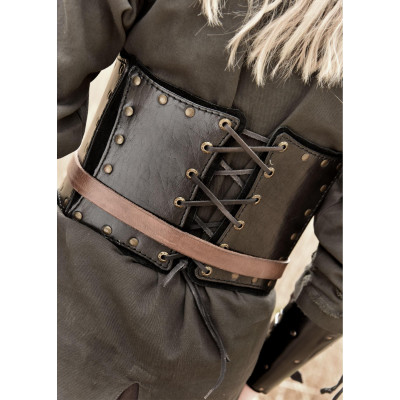 Corpiño underbust de cuero con capa inferior de ante negro  - 3