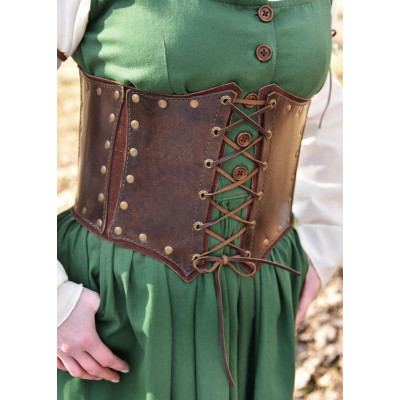 Leather Underbust bodice with brown suede underlayer  - 2