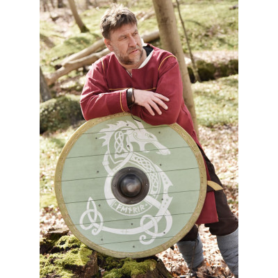 Bouclier viking 'Fenrir' avec bord de peau brute, 80 cm  - 3
