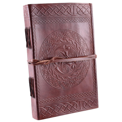 Diario de couro com símbolo celta, marrom, aprox. 21 x 14 cm  - 1