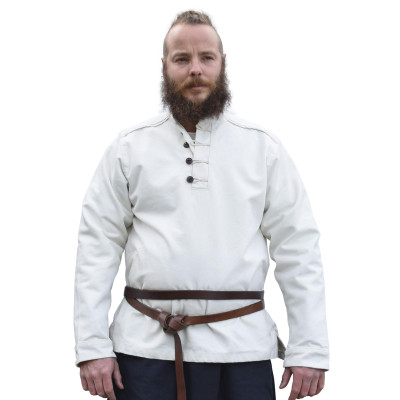 Camisa medieval Corvin con encaje, blanco  - 1
