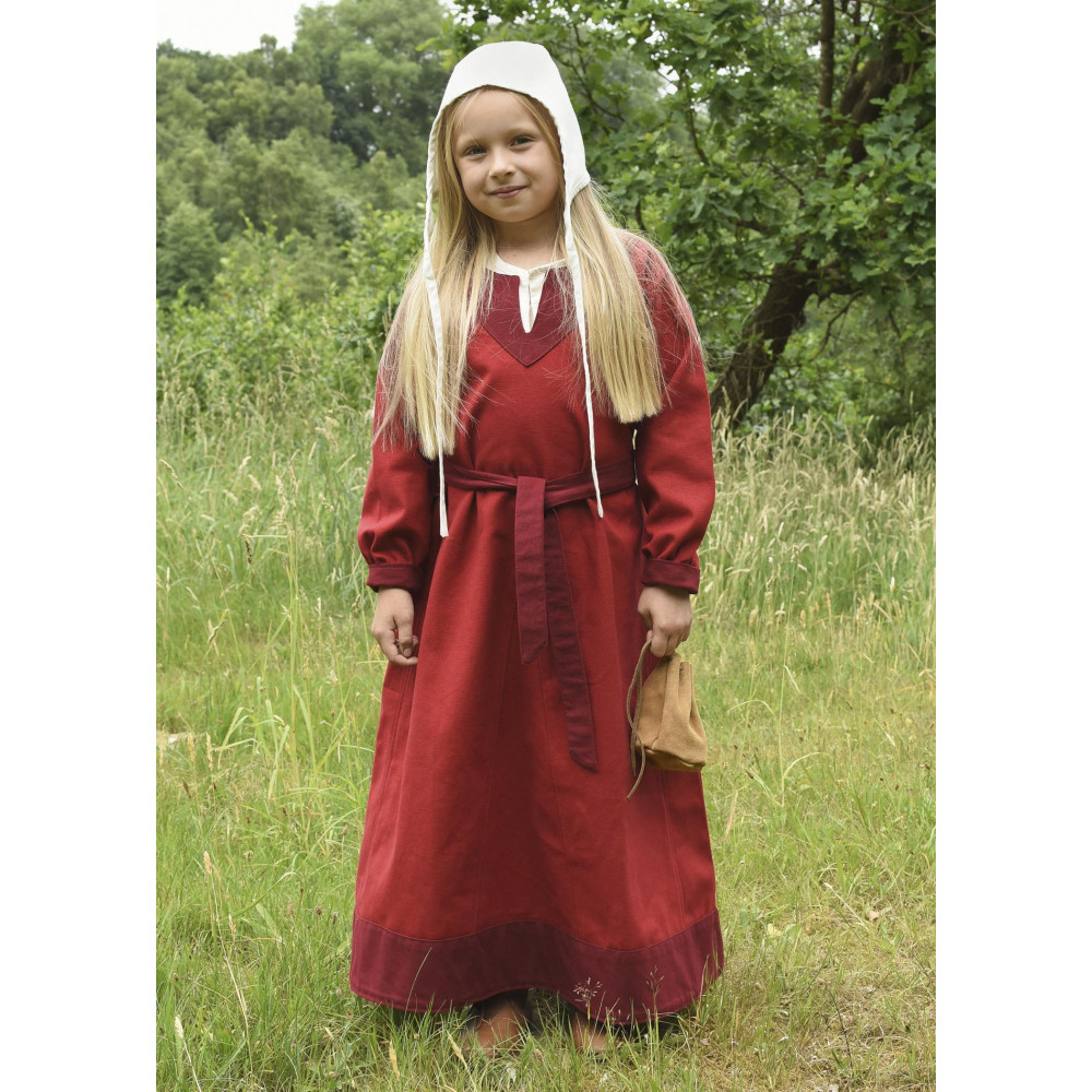 Vestido Viking Solveig para Crianças, tinto/vinho tinto  - 3