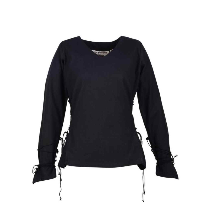 Veste médiévale en velours gris, noir  - 1