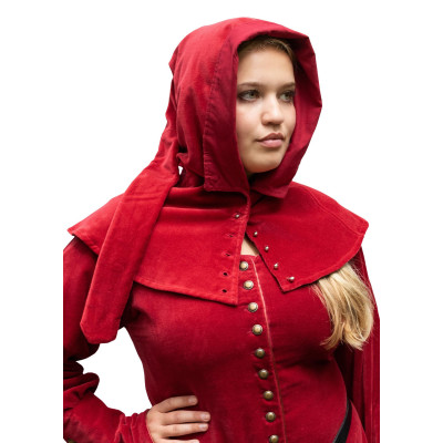 Mirella Capuche de velours médiéval rouge, rouge  - 1