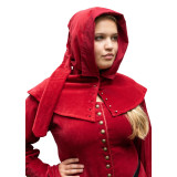 Capucha de terciopelo medieval Mirella, roja  - 1