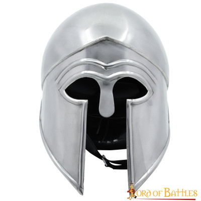 Casco griego hoplita de acero corintio con forro de cuero calibre 18  - 1
