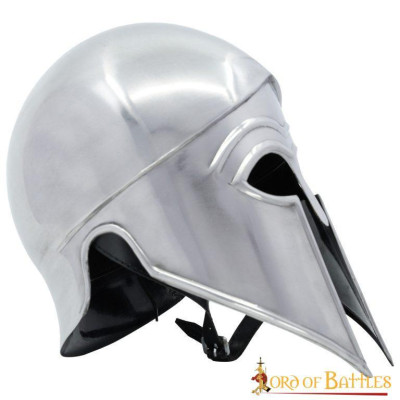 Casco griego hoplita de acero corintio con forro de cuero calibre 18  - 2