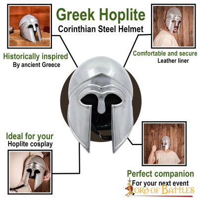 Casco griego hoplita de acero corintio con forro de cuero calibre 18  - 4
