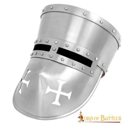 Casque en acier Knight Templar du 13ème siècle avec calibre de doublure rembourrée 16  - 1