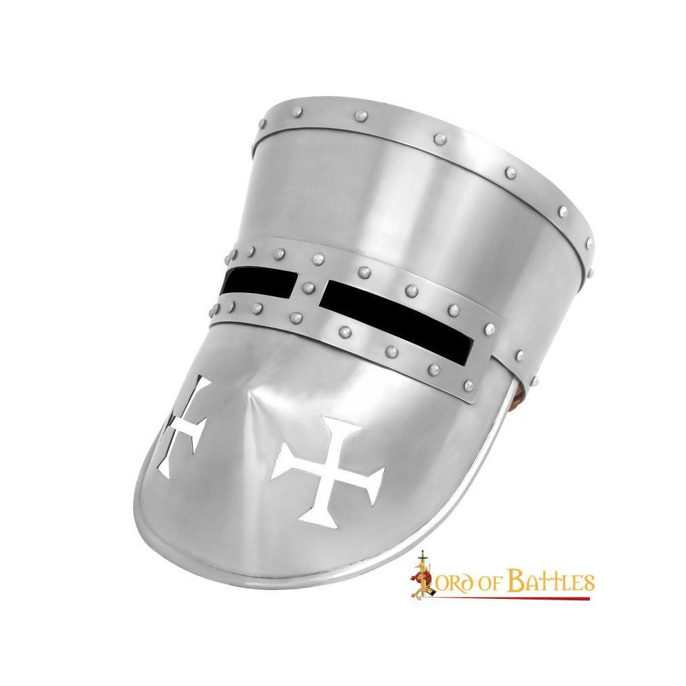 Casque en acier Knight Templar du 13ème siècle avec calibre de doublure rembourrée 16  - 1
