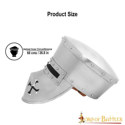 Elmo de aço Cavaleiro Templário do século XIII com forro acolchoado calibre 16  - 4