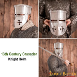 13th century Knight Templar steel helmet with padded lining gauge 16  - 5