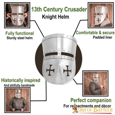 Casque en acier Knight Templar du 13ème siècle avec calibre de doublure rembourrée 16  - 6