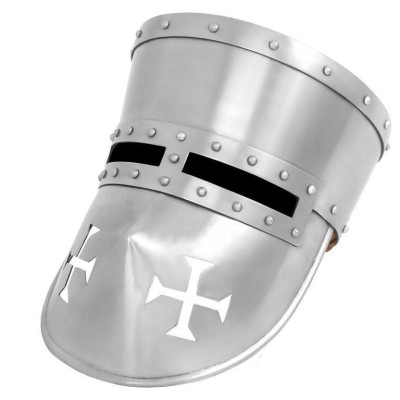 Elmo in acciaio del Cavaliere Templare del 13° secolo con fodera imbottita calibro 16 - 7