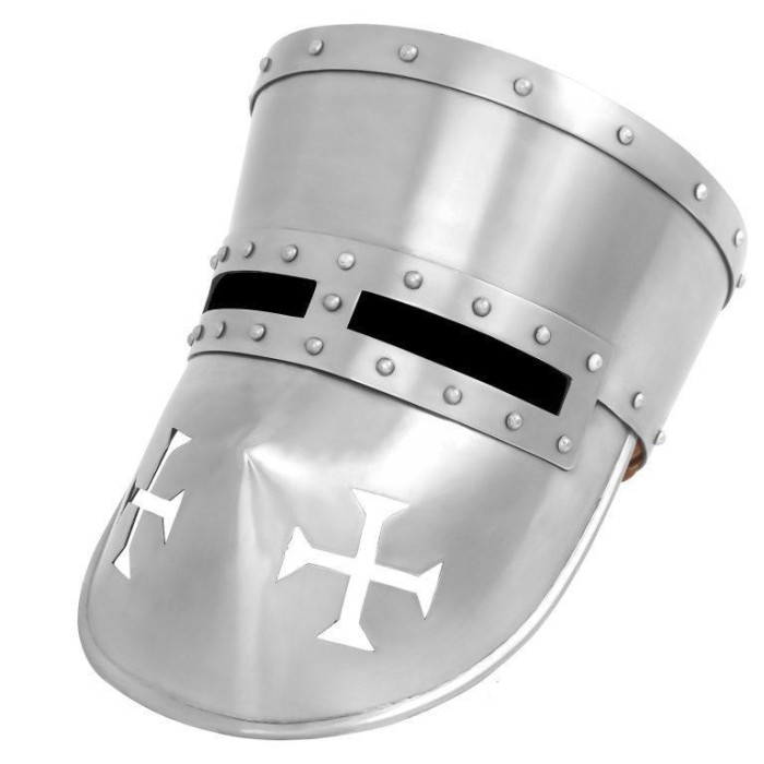 Elmo de aço Cavaleiro Templário do século XIII com forro acolchoado calibre 16  - 7
