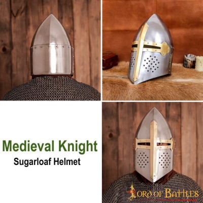 Helm Pan de Azúcar Casco Medieval Crusader Knight Calibre 16  - 5