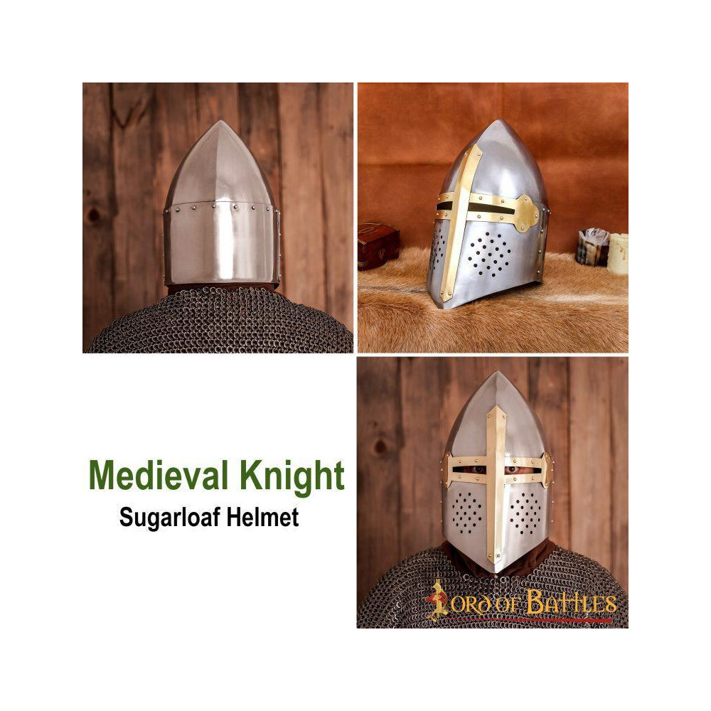 Helm Pan de Azúcar Casco Medieval Crusader Knight Calibre 16  - 5