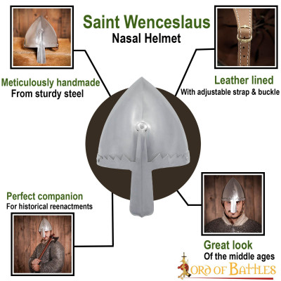 Casque nasal Saint Venceslas avec doublure en cuir calibre 16  - 4
