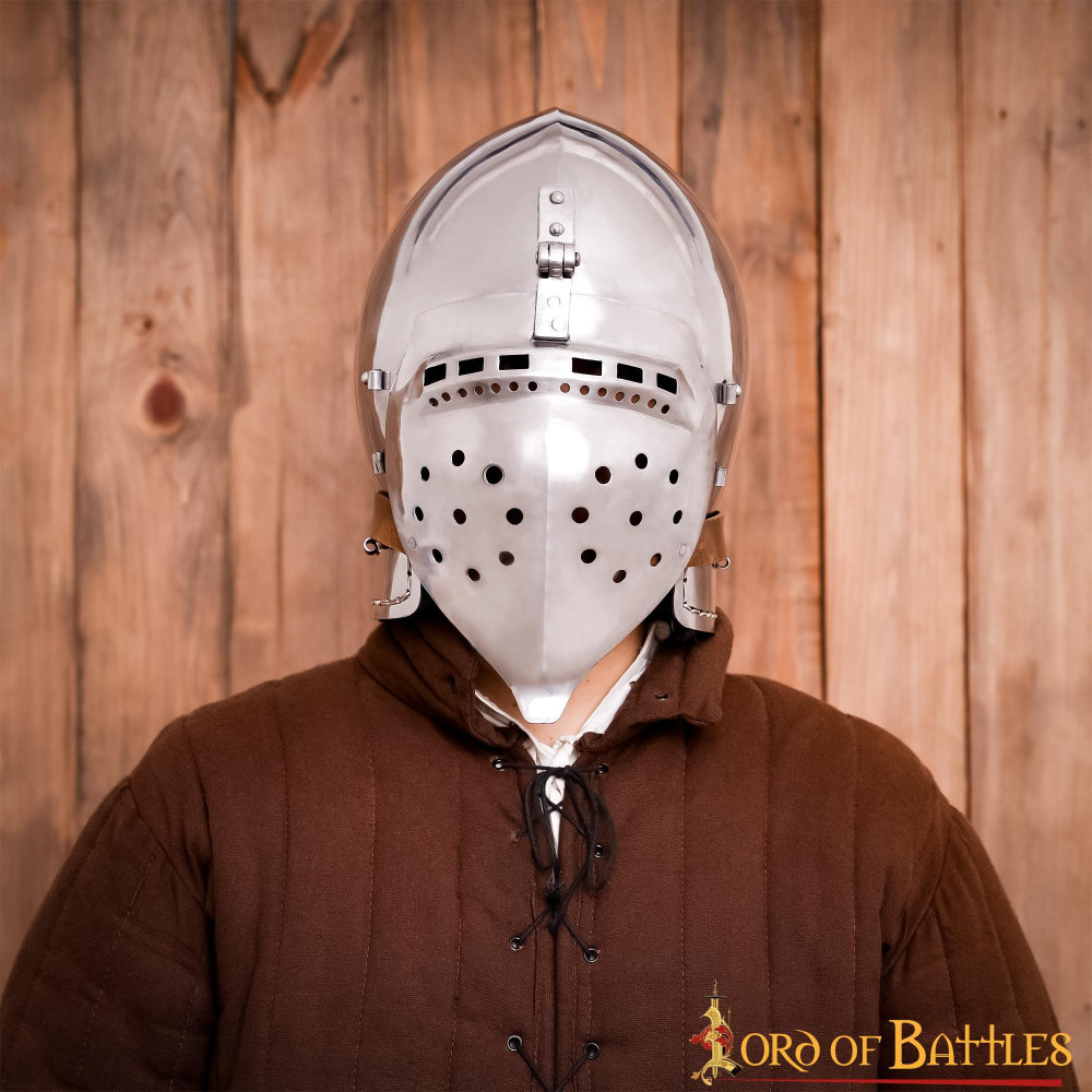 Casque médiéval entièrement fonctionnel Calibre BATTLE READY 16 Casque en acier  - 4