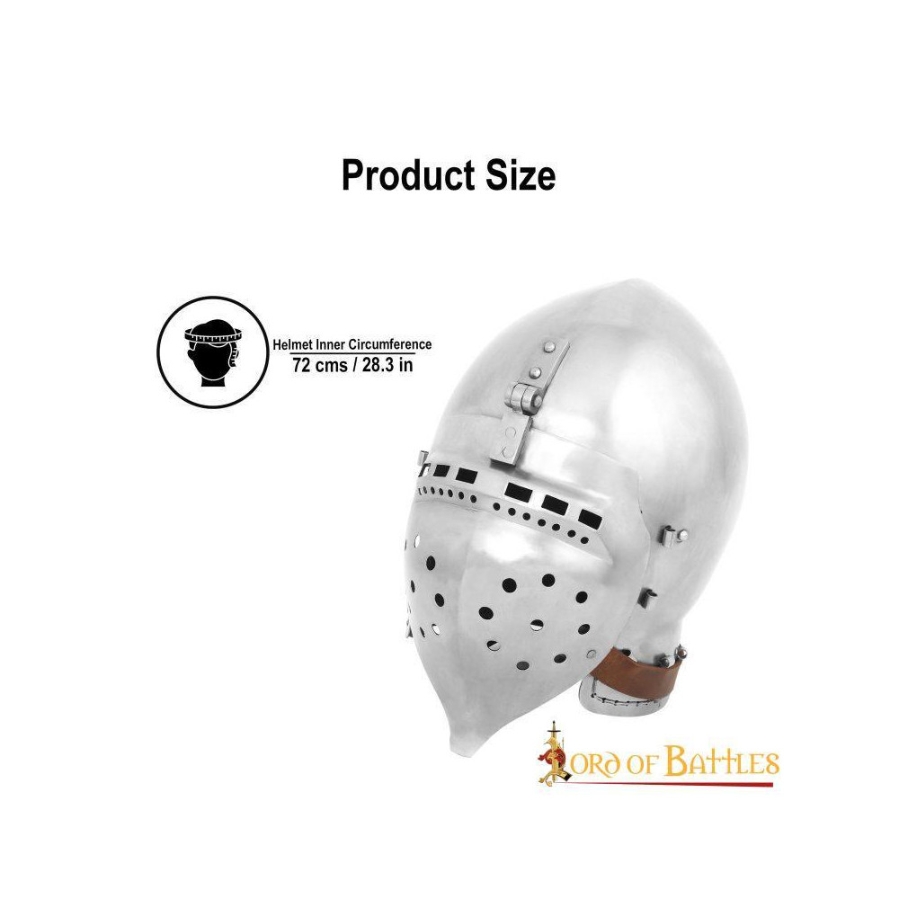 Casque médiéval entièrement fonctionnel Calibre BATTLE READY 16 Casque en acier  - 5