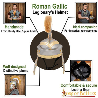 Casco de acero Roman Centurion con accesorio de hierro y forro de calibre 18  - 4