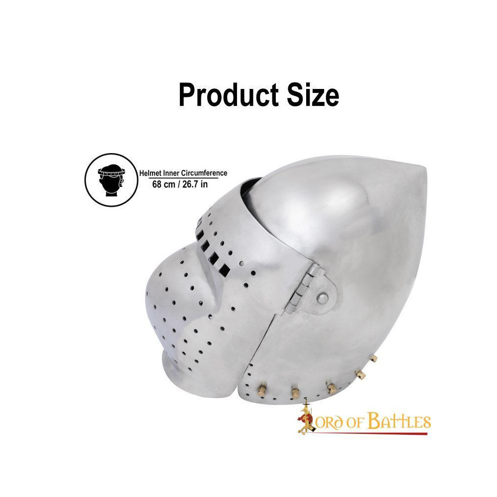 Casco Bascinet con visera completa del siglo XIV calibre 14mm  - 2