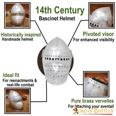 Casco Bascinet con visera completa del siglo XIV calibre 14mm  - 4