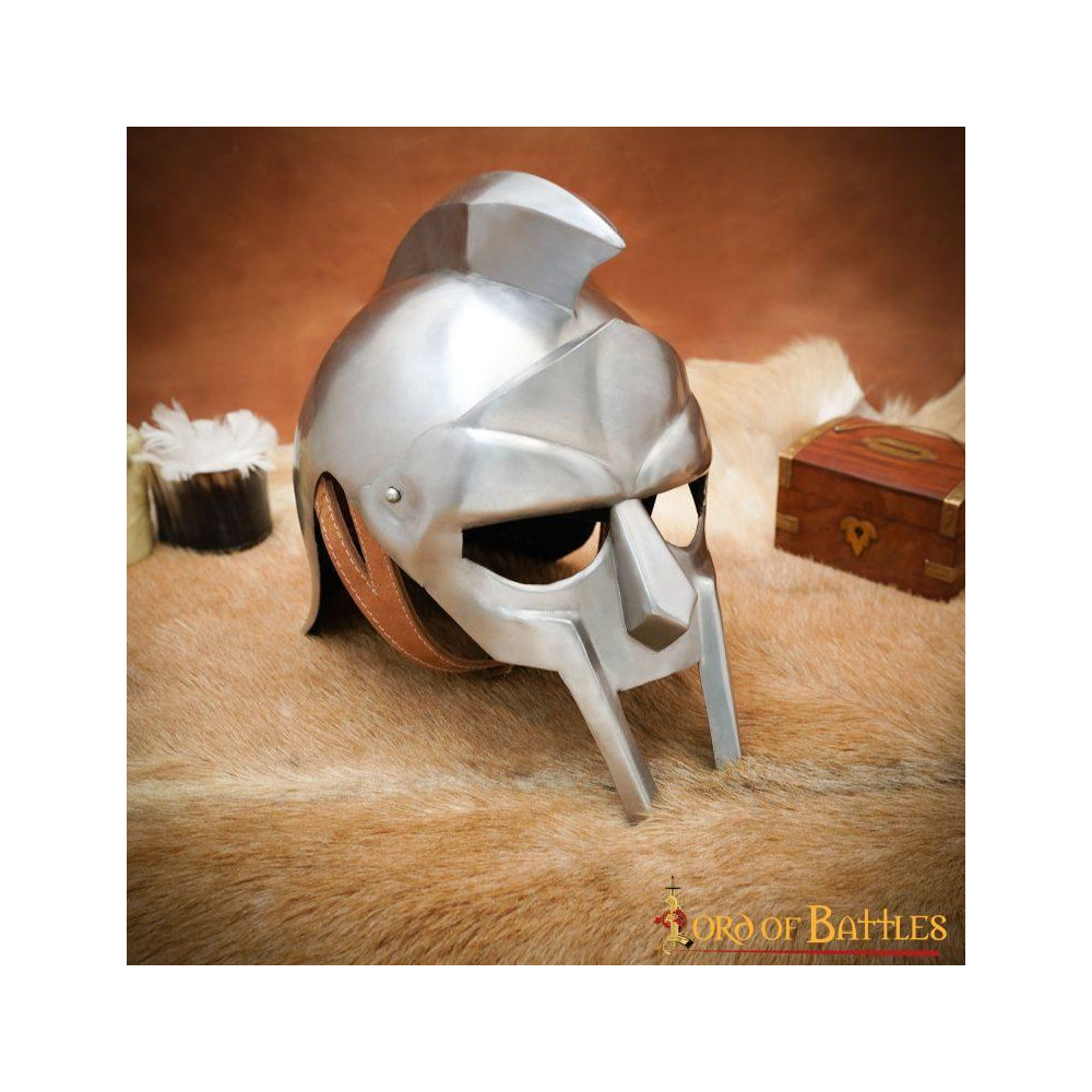 Casco de acero histórico Fierce Gladiator con forro de cuero calibre 18  - 4