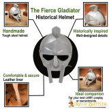 Casco de acero histórico Fierce Gladiator con forro de cuero calibre 18  - 5