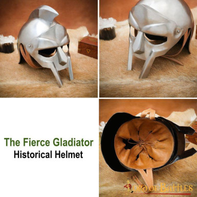 Fierce Gladiator historic steel helmet with 18 gauge leather lining  - 6