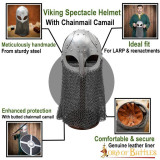 Viking Spectacle helmet with mesh quota Butted Camail caliber 16  - 4