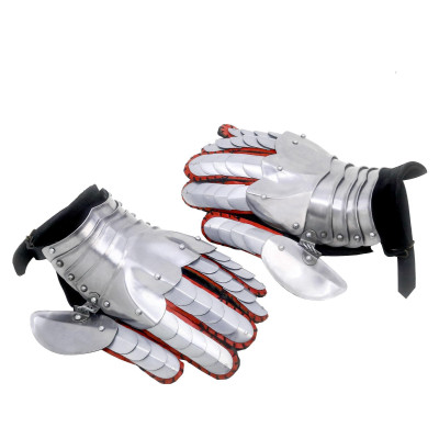 Gantelets de chevalier fantaisie médiévaux avec des gants en cuir en daim de calibre 16  - 7