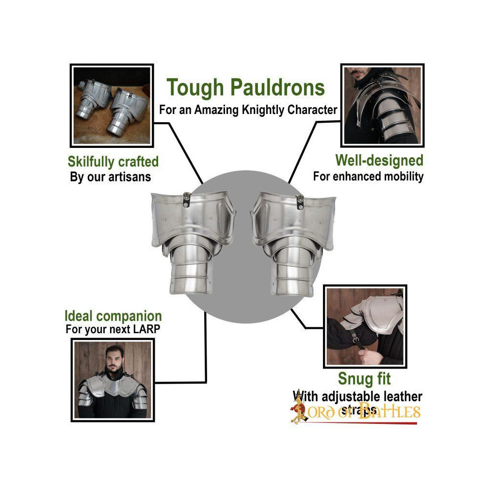Spalline Medievali Fantasia Cavaliere Pauldrons Calibro 18mm - 7