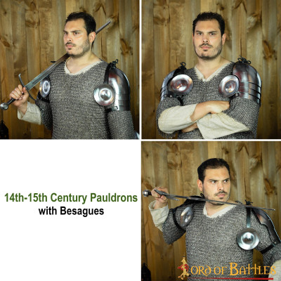 Épaulettes en acier entièrement fonctionnelles du 14ème siècle avec calibre Besagues 16  - 6
