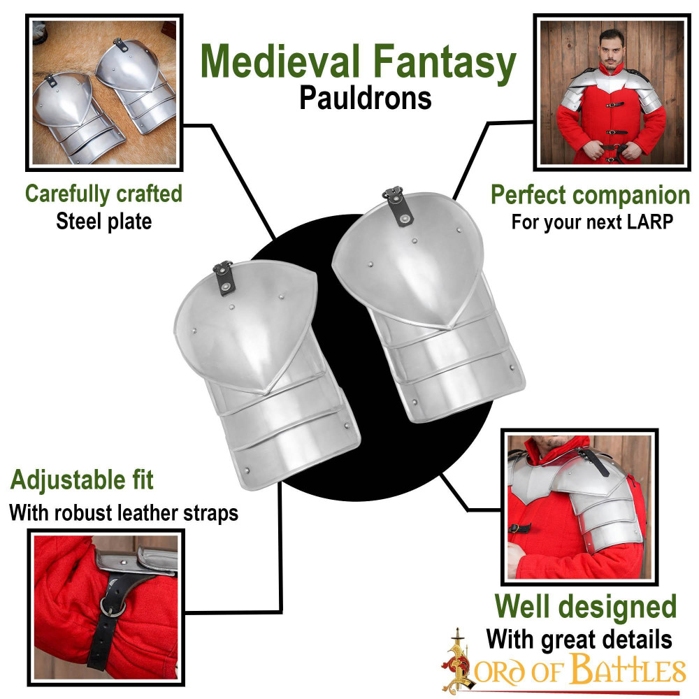Medieval fantasy soldier shoulder pads caliber 18mm  - 6