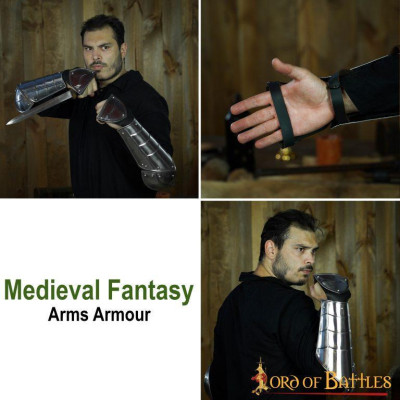 Protecção para braços de fantasia medieval com proteção de cotovelo e mão  - 6