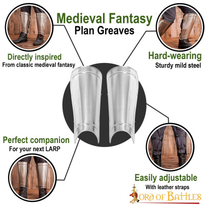Steel greaves Medieval Fantasy Plain Greaves Armor LARP caliber 18  - 6