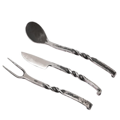 Set of rustic cutlery forged by hand  - 3